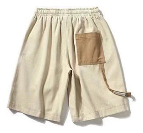 Kitch Tech Imported Beige Double Pocket Bermuda Short D1014 Techwear 1