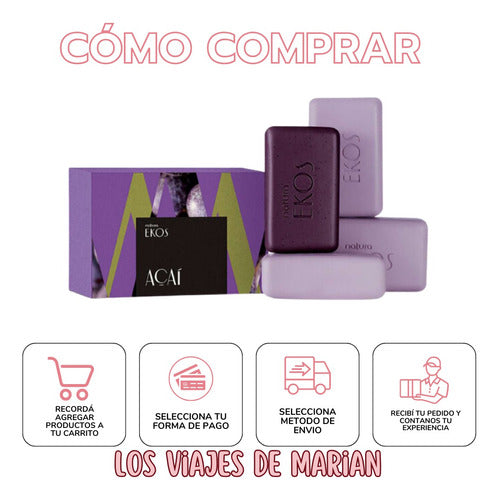 Caja Jabones Cremosos Y Exfoliante Acai Ekos Natura - Lvdm 1