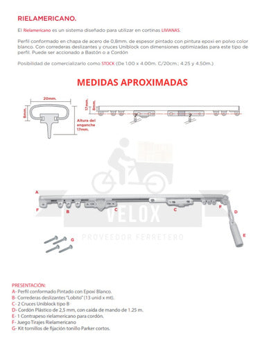 Perfiltec American Curtain Rail with Cord 3.40 M 1