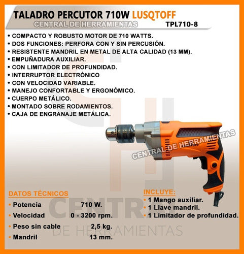 Lüsqtoff 13mm Percussion Drill TPL710-8 1