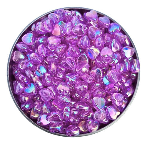50 Translucent Iridescent Heart-Shaped Beads - Bijou 6