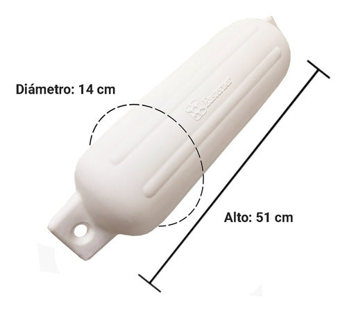 Defensas Inflables Náuticas Blancas Medianas 14x51 Cm X 4 1