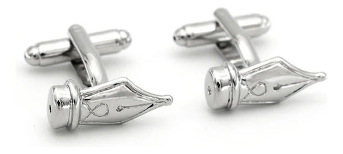 Writer's Feather Cufflinks for French Cuff Shirt 2