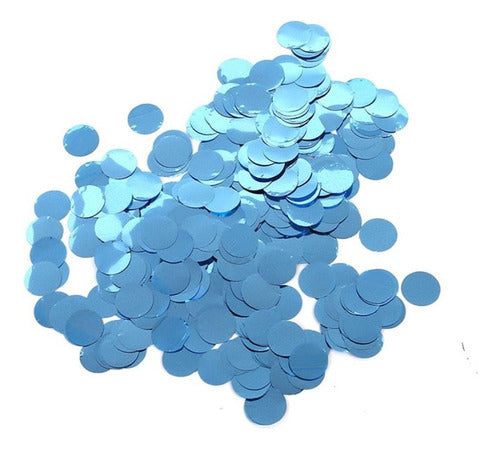 Confete Redondo Metalizado 1,5cm Para Balão 120g Azul Claro 0