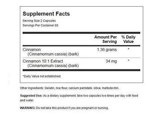 Swanson I Cinnamon Bark I 120 Capsules I Importado 1