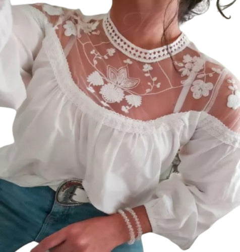 Imported Blouse with Lace and Embroidery - Mia Mia Mujer (f) 5