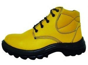 Slender Yellow Leather Work Boot with Steel Toe Size 35 0