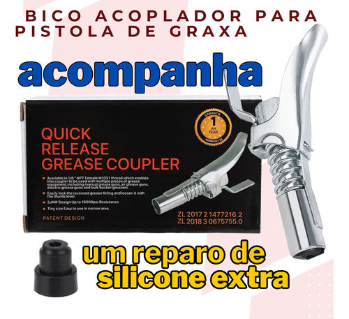 Bico Para Graxeira Pistola De Graxa Aplicador Profissional 1