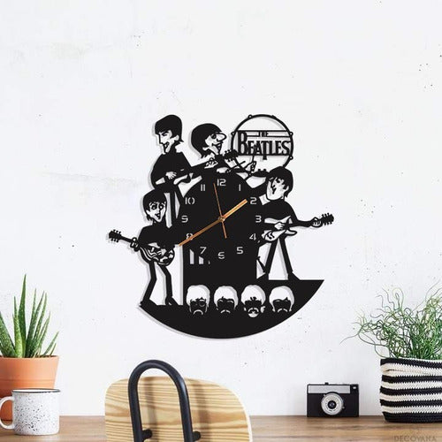 Index Beatles Wall Clock Cutout in Black Wood 4