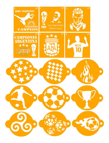 Matezz - Deco Stencils Stencil Maquillaje Artistico Infantil Futbol 10cm X15diseños 0