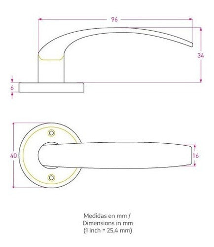 Manija Picaporte Aluminio Ministerio Económica X 5 Unidades 3