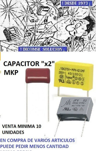 Capacitor  X2  Polipr Supresor Ca 0.33 Uf X 275vac 10unid 0