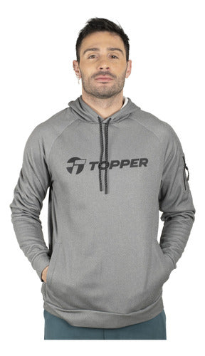 Topper Buzo Poly Fleece Hombre Training Gris Melange 0