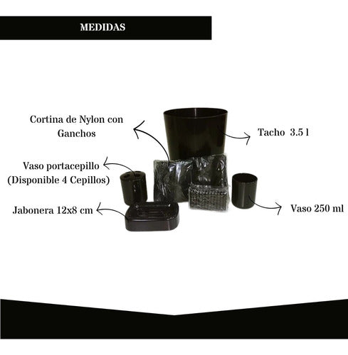 Form Juego De Baño De Plástico Negro (Set X6) 1