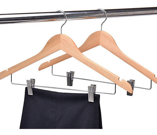 BAIBAO REGALO Wooden Hangers with Clips for Skirts and Pants - Pack of 36 2