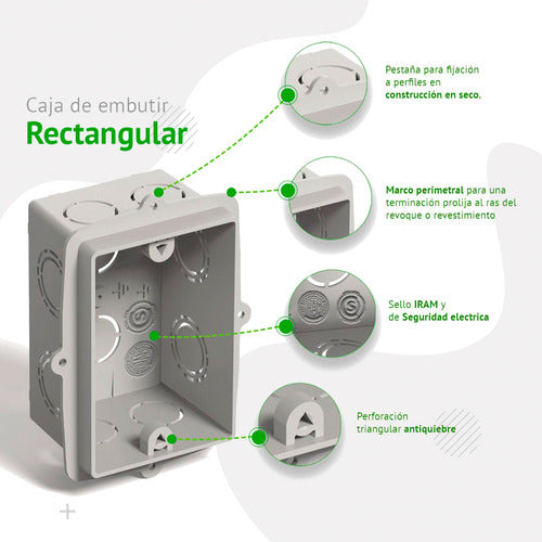 Caja Para Embutir Pvc Genrod Rectangular Calidad 10x5 1