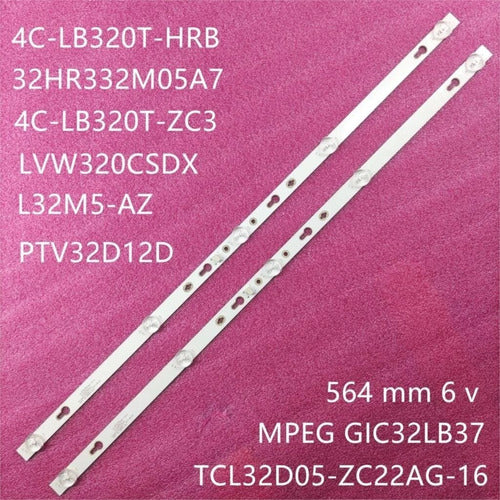 Kit x 2 LED Strips CDH-LE32SMART17 L32S6500 XC32SM 5 LED 1