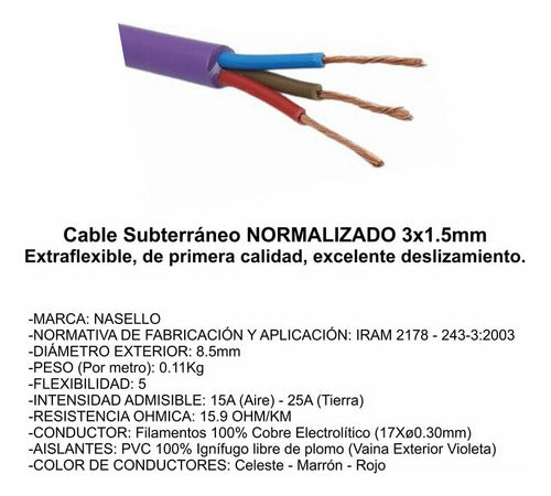 Conduelec Exterior 3x1.5 mm Cable 50 M 2