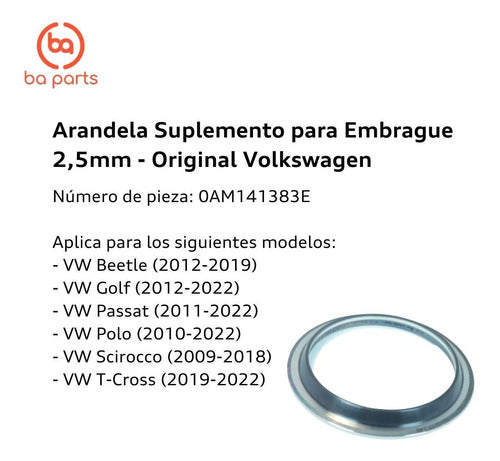 Audi Arandela Suplemento Para Embrague 2,5mm T-Cross 2019 Al 2021 1