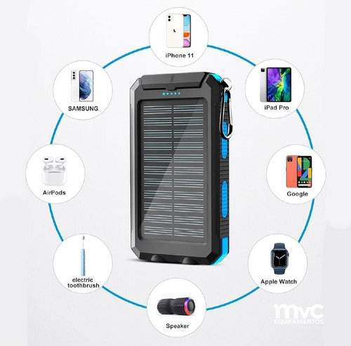 MVC Solar Power Bank 2 USB Ports, Flashlight, and Compass 1