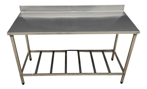 Bancada Mesa 110x40 Inox Com Espelho 1 Base Gradeada 0