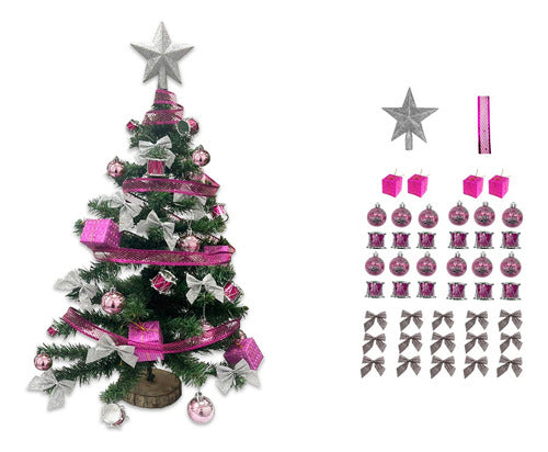 Complete Pink Christmas Tree 50cm with Ornaments 2