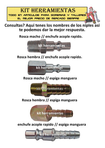 Kit Herramientas 5 Compress Air Connectors Male Thread 1/2 - Hose 3/8 2