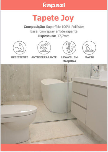 Tapete Joy Para Banheiro 40 X 60 Branco Kapazi 5