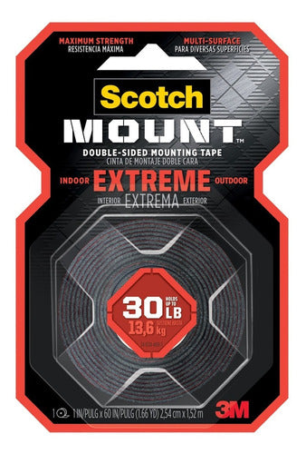 3M Doble Faz 3m Scotch Mount Extreme In/Exterior 2.54cm X 1.52m 1