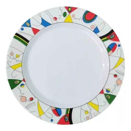 Set of 6 Melamine Flat Plates, Various Designs, 25cm 8