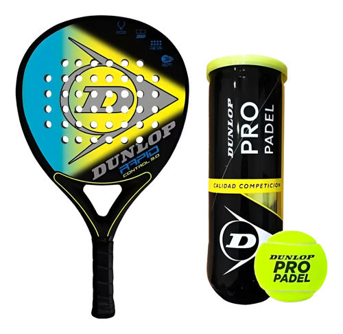 Dunlop Paleta De Padel Rapid Control 3.0 + Pelotas X3 Prof 0