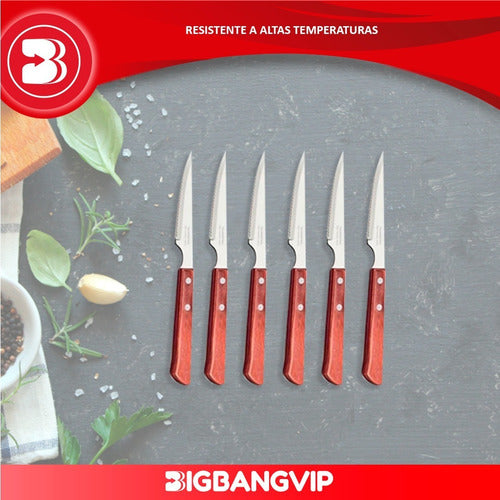 Tramontina Polywood X6 Knife Set - Steel & Wood Cutlery 2