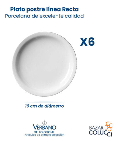 Verbano Set X6 Platos Hondos Postre Y Playos Porcelana Línea Recta 4