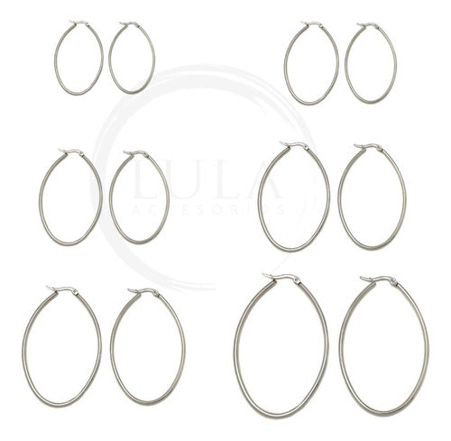 Lula Accesorios Pack X6 Pares Aros Mujer Aritos Argollas De Acero Quirúrgico 0