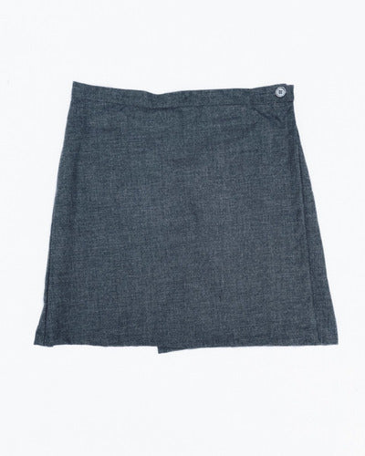 Pollera Pantalón Gris Con Bolsillos 0