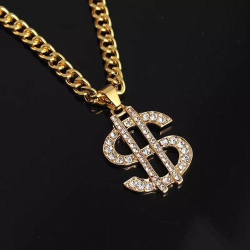 Burdah Golden Hip Hop Dollar Necklace with Strass – Elegant Rap Trap Inspired Design 1