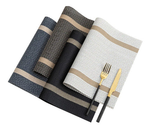 Gikei Elegant Rectangular Vinyl Table Mat Set of 4 0