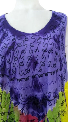 Hindu Batik Embroidered Wide Bias Cut Women's Sun Dress 6