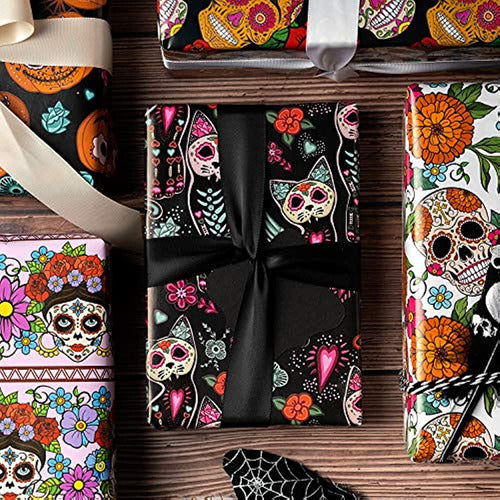 Hoja De Papel De Regalo Wrapaholic - Diseño De Calavera, Per 4