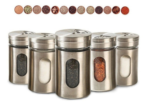 LEVYSBA Glass Spice Container with Stainless Steel Lid 8 X 4.5 2