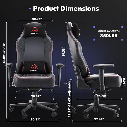 Colamy Gaming Chair Large and High 400 Pounds - Racing Style Gaming Chair 3