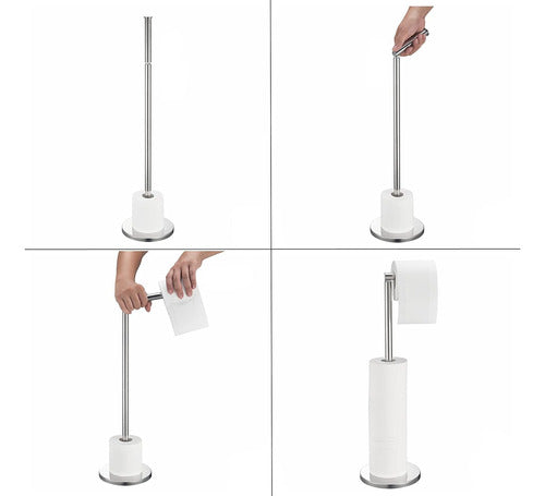 B+W Floor Standing Toilet Paper Holder with Movable Arm 0