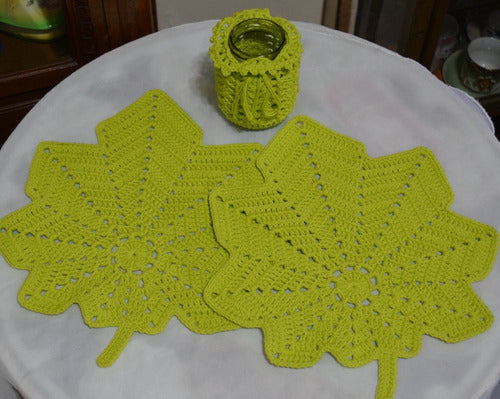 Moni Crochet Individual Crochet Leaf Placemat X 2 Pcs 30 X 30 Cm 2