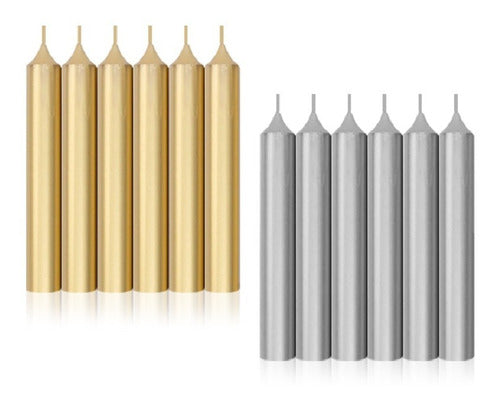 Set of 50 Short Candles - Gold / Silver 7