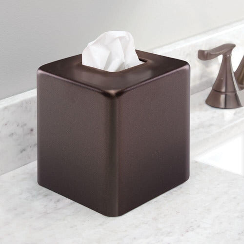 mDesign Square Tissue Box Cover / Holder for Bathroom Countertops - White 1