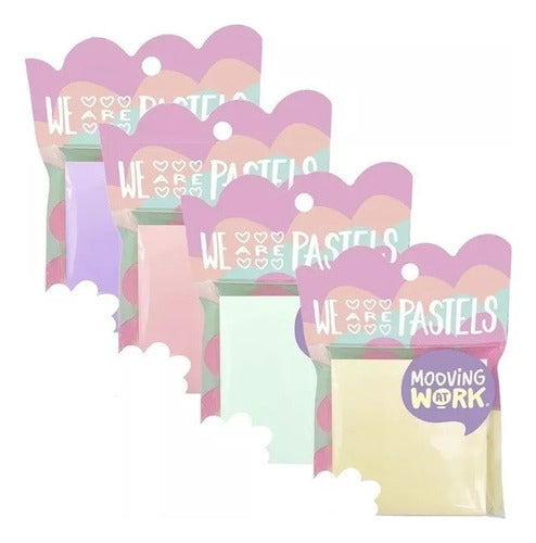 Mooving Pastel Sticky Notes 76x76 X100 Sheets Pack X4 0