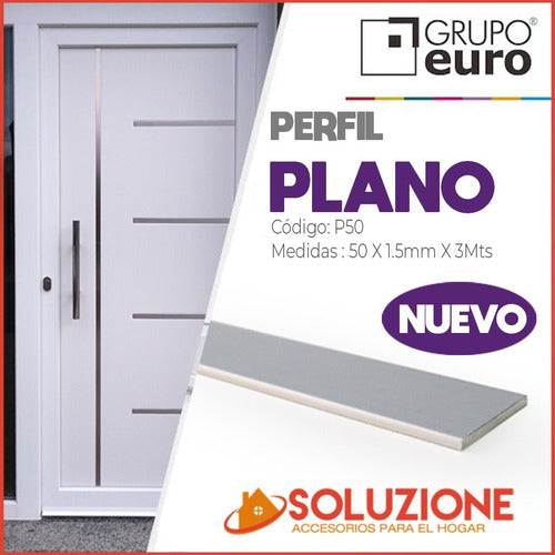 Perfil Plano 50 Mm Aluminio Anodizado Mueble Grupo Euro 1