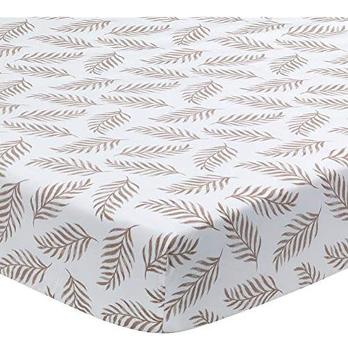 Lambs & Ivy Organic Cotton Adjustable Fitted Sheet with Leaf Print 0