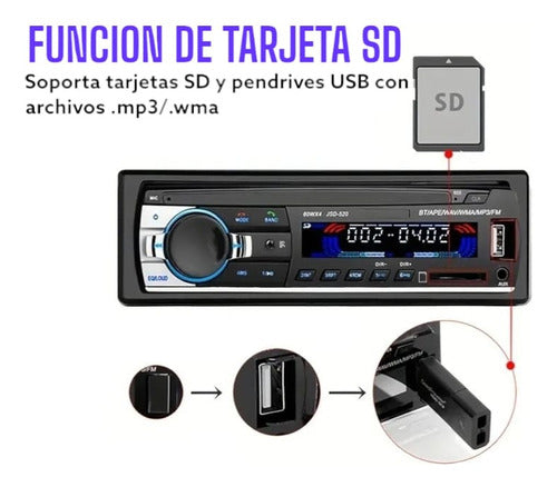 Generic Car Stereo Radio with Bluetooth, USB, and Remote Control 3