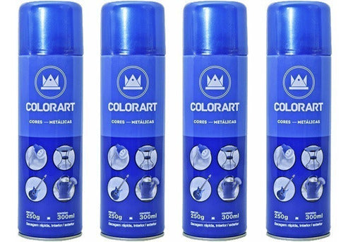 04 Tinta Spray Azul Metálico Moto Bicicleta Auto 300ml 0